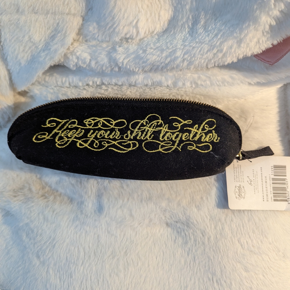 Black and Gold Embroidered Pouch